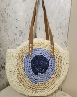 Japanese Jhula-Style Round Raffia Hand Bag with Zip