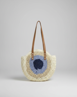 Japanese Jhula-Style Round Raffia Hand Bag with Zip