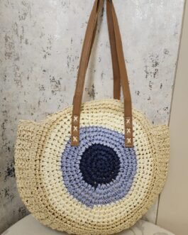 Japanese Jhula-Style Round Raffia Hand Bag with Zip