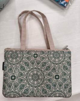 Printed Small Hand Bag with 3 Zip Compartments