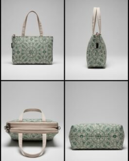 Printed Small Hand Bag with 3 Zip Compartments