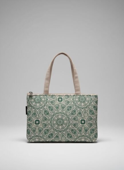 Printed Small Hand Bag with 3 Zip Compartments