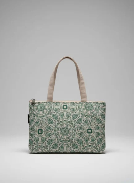 Printed Small Hand Bag with 3 Zip Compartments