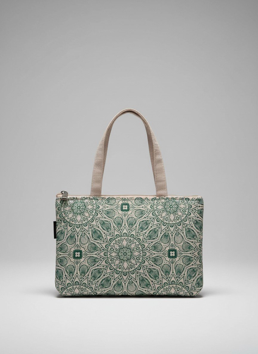 Printed Small Hand Bag with 3 Zip Compartments
