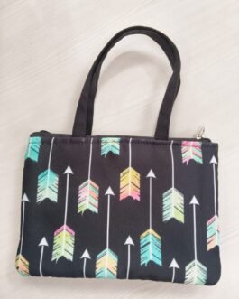 Printed Small Hand Bag with 3 Zip Compartments