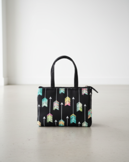 Printed Small Hand Bag with 3 Zip Compartments
