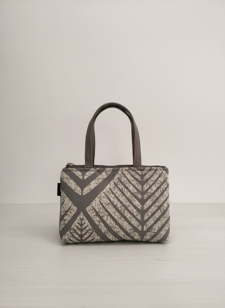 Printed Small Hand Bag with 3 Zip Compartments
