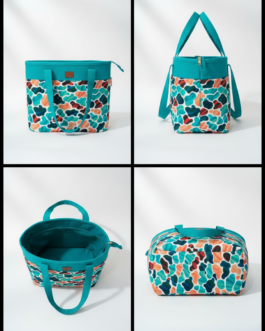 Printed Medium Lunch Basket Bag with zip