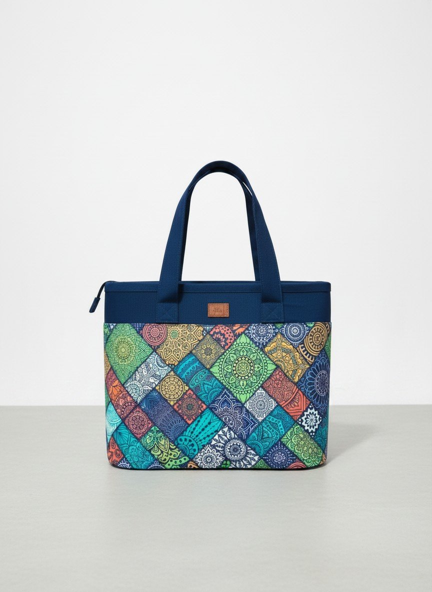 Printed Medium Lunch Basket Bag with zip