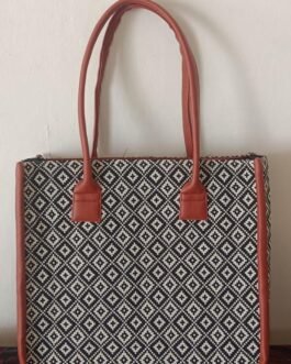 Pure Cotton Box-Style Handbag with Zip