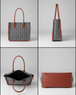 Pure Cotton Box-Style Handbag with Zip