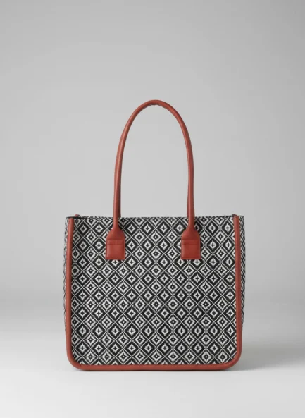 Cotton Box-Style Handbag with Zip