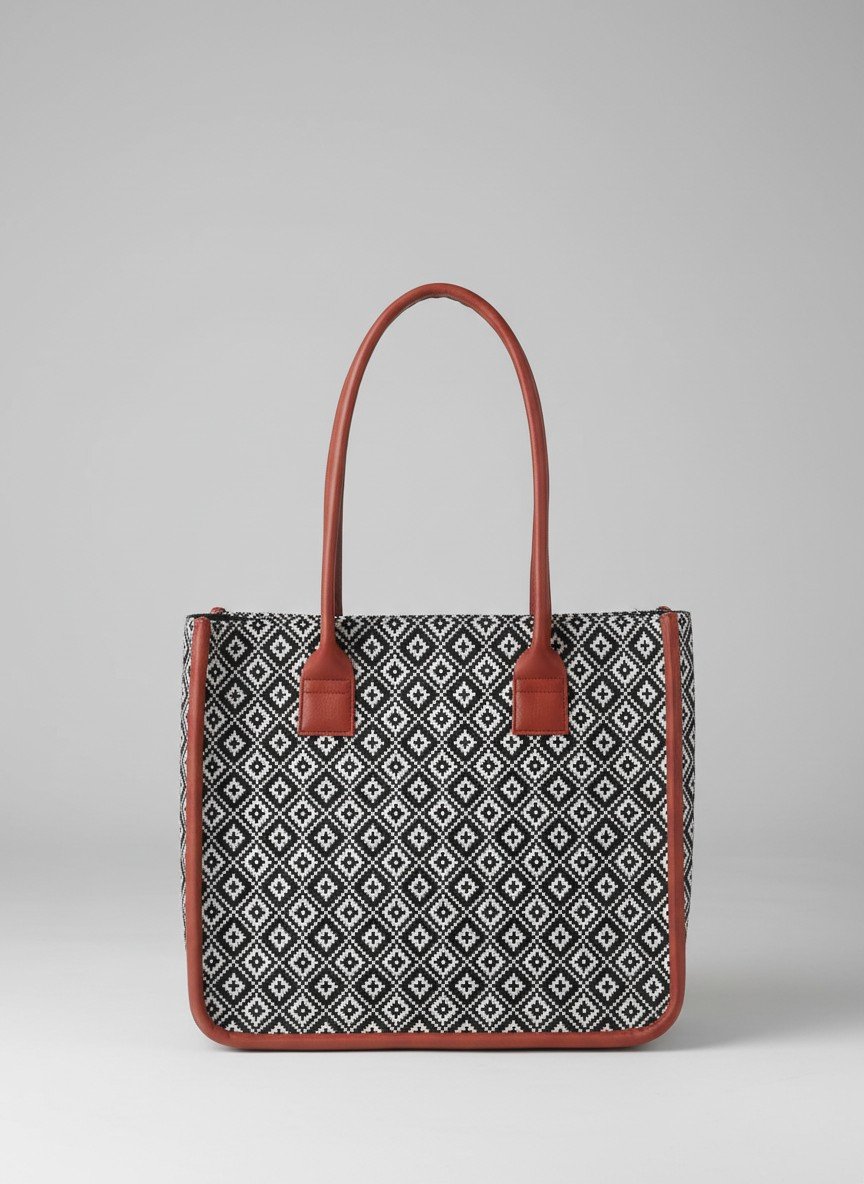 Pure Cotton Box-Style Handbag with Zip