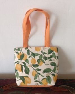 Pure Cotton Box-Style Small Handbag with Zip