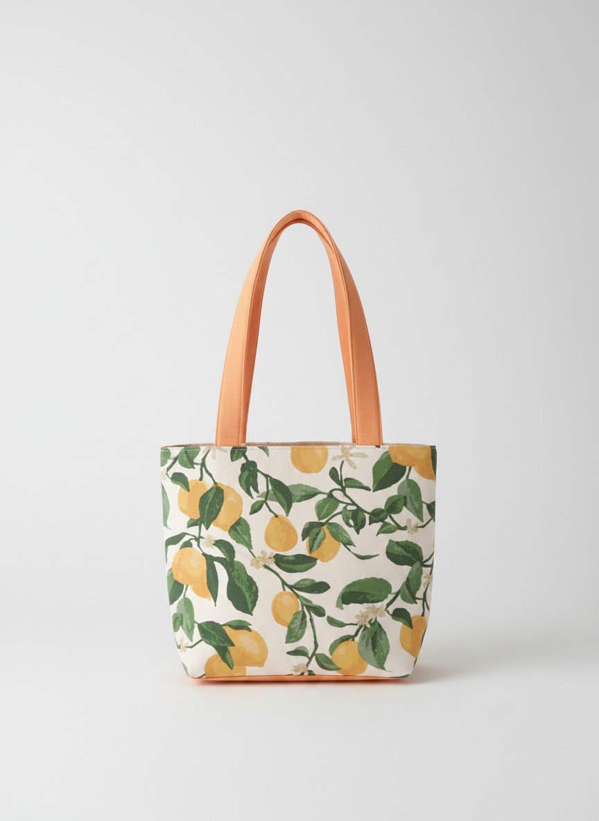 Pure Cotton Box-Style Small Handbag with Zip