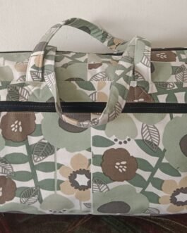 Printed Cotton Travel Bag with 3 External Zip Pockets