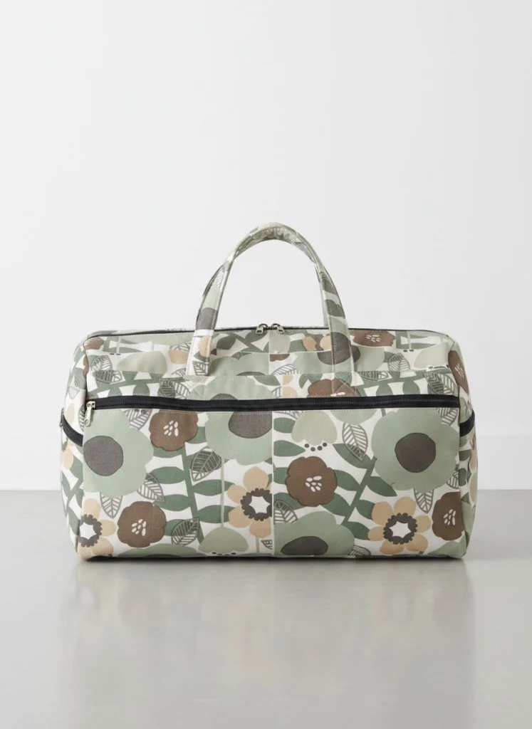 Printed Cotton Travel Bag with 3 External Zip Pockets