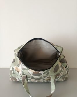 Printed Cotton Travel Bag with 3 External Zip Pockets