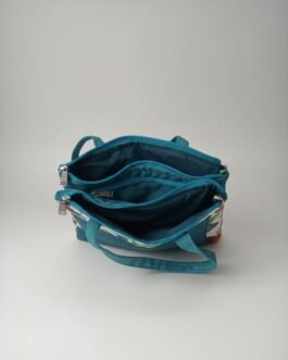 Printed Small Hand Bag with 3 Zip Compartments