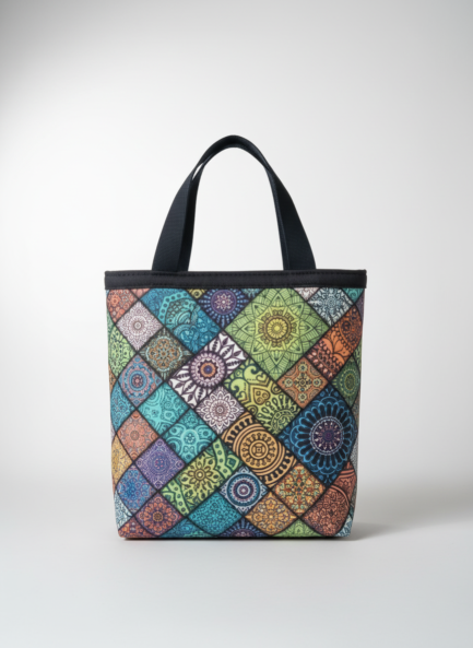 Printed Small Lunch Basket Bag with Zip