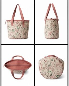Printed Medium Lunch Basket Bag with zip