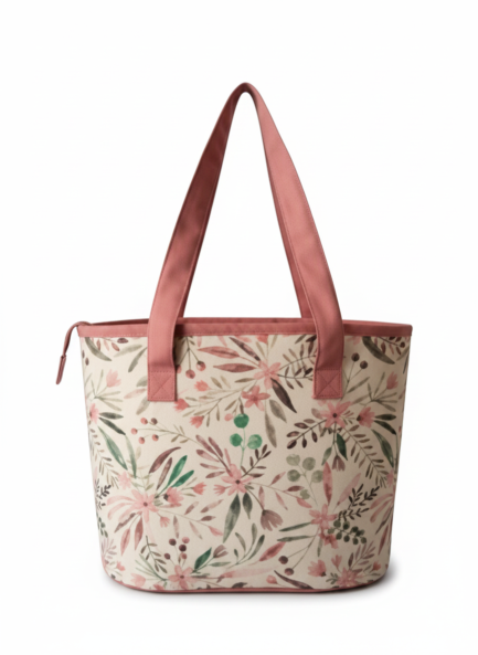Printed Medium Lunch Basket Bag with zip