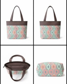 Printed Large Lunch Basket Bag With Zip