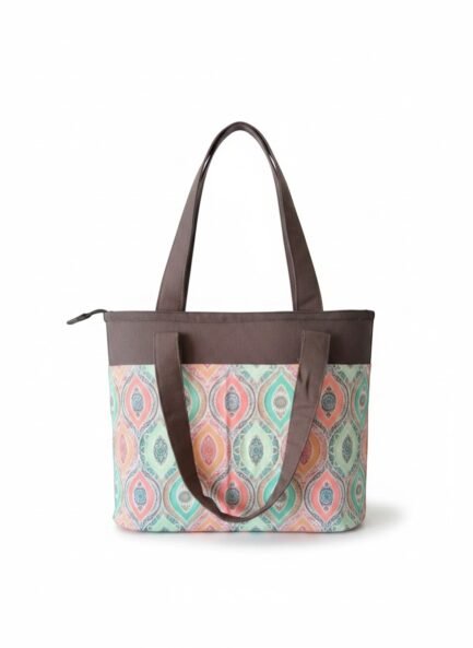 Printed Large Lunch Basket Bag With Zip
