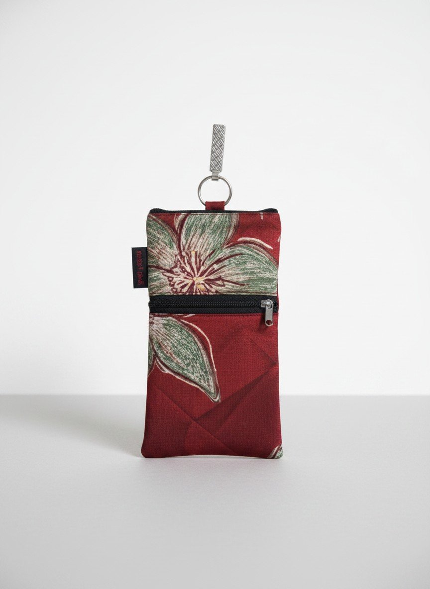 Cotton Mobile Pouch with Hook and Side Zip
