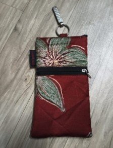 Cotton Mobile Pouch with Hook and Side Zip
