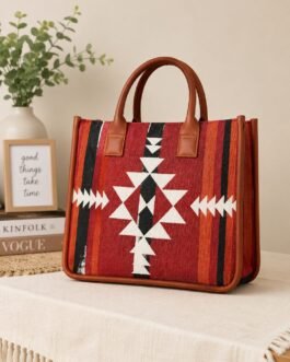 Cotton Box-Style Handbag with Zip