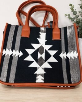Cotton Box-Style Handbag with Zip