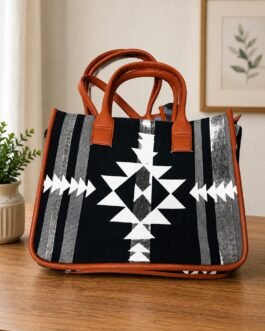 Cotton Box-Style Handbag with Zip
