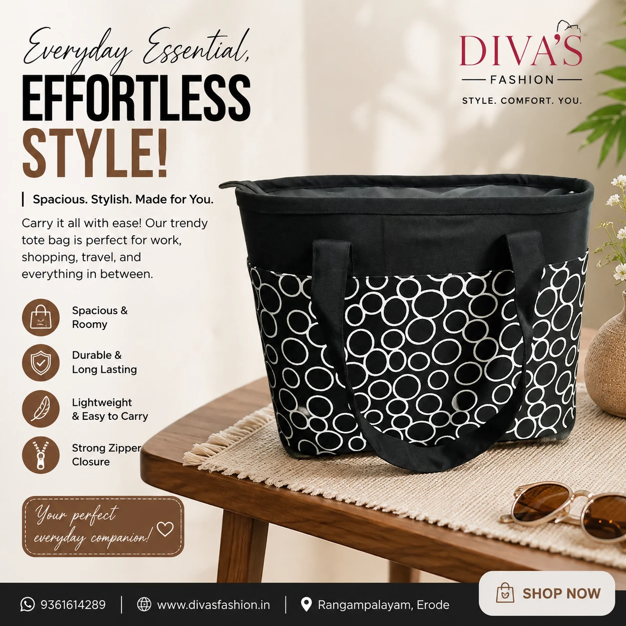 Medium Lunch Basket Bag With Zip
