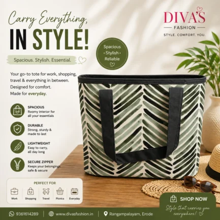 Medium Lunch Basket Bag With Zip