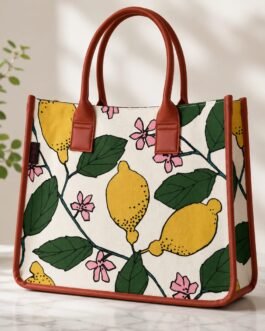 Cotton Box-Style Handbag with Zip