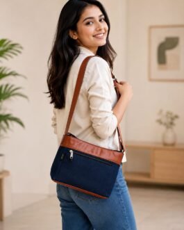Cotton Silk Sling Bag 3 Zip– Washable Compact Crossbody Bag