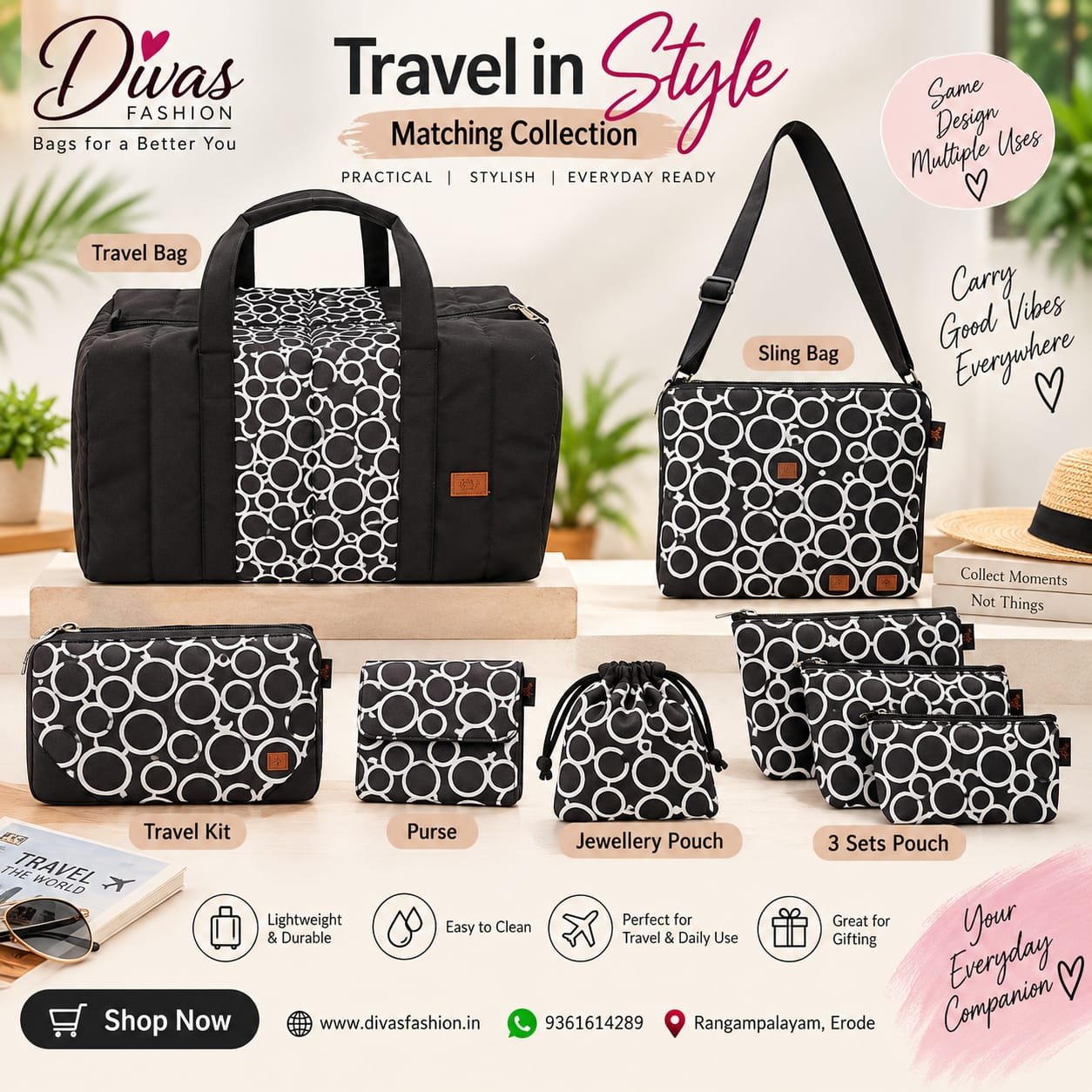 7-Piece Printed Combo Travel Bags