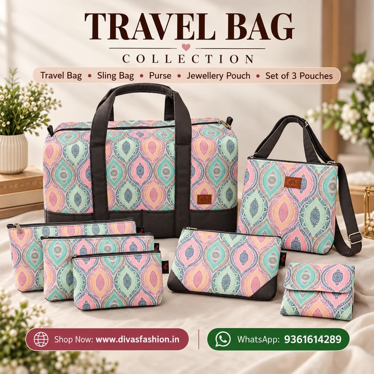 7-Piece Printed Combo Travel Bags